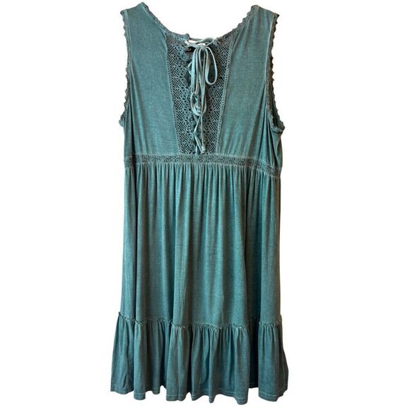 Umgee Sleeveless Tunic Top with crochet lace up design back sz S boho - Picture 1 of 6